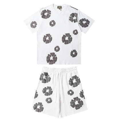 Ensemble short en denim blanc et gris