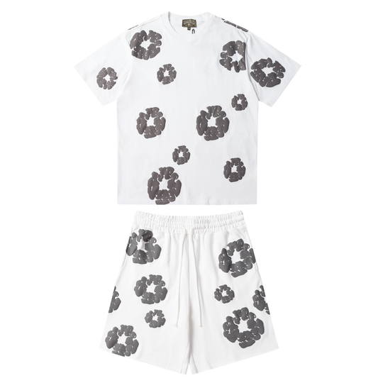 Ensemble short en denim blanc et gris