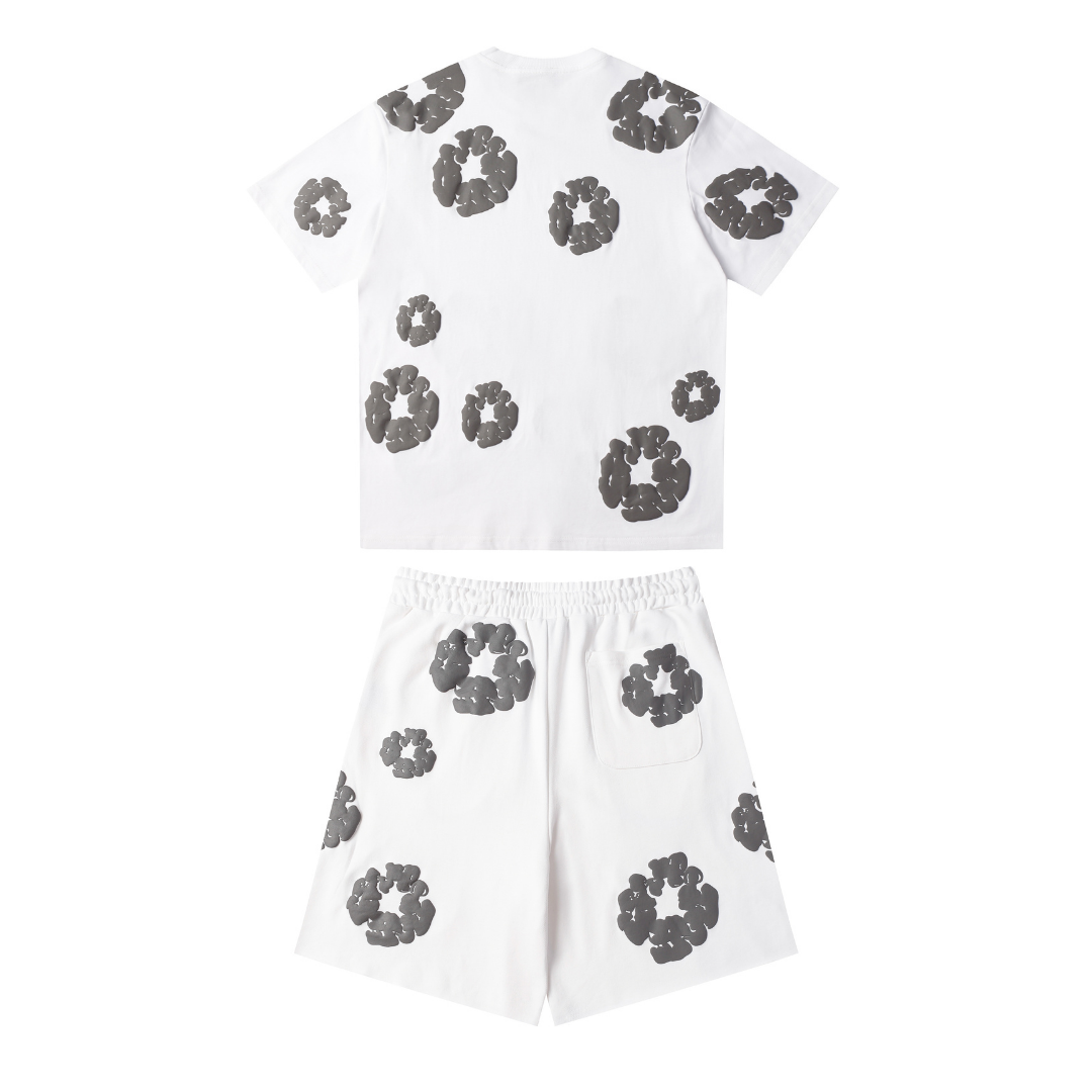 Ensemble short en denim blanc et gris