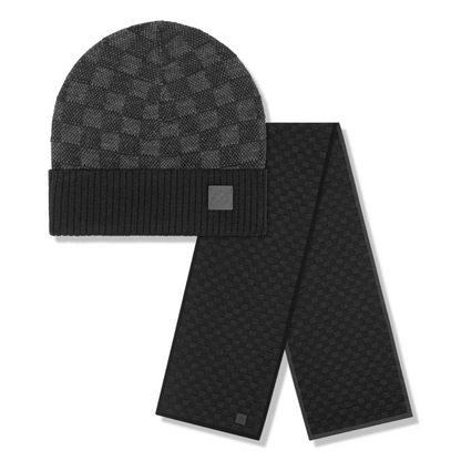 Écharpe et bonnet noirs Louis Vuitton 