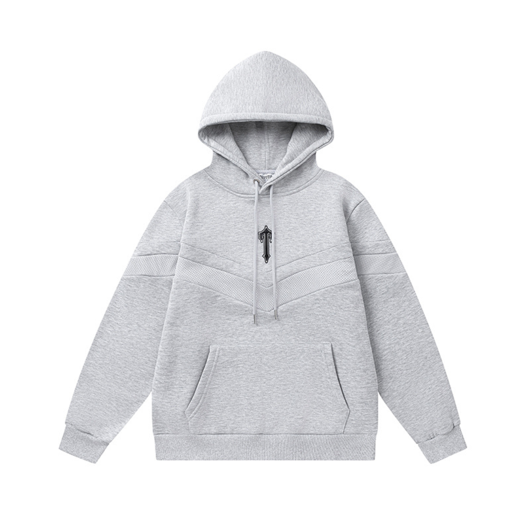 Survêtement gris à rayures en V décodé