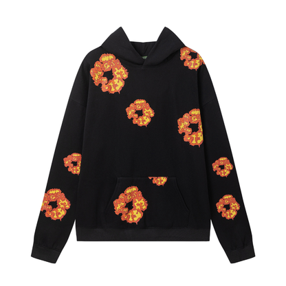 Survêtement en denim noir et orange