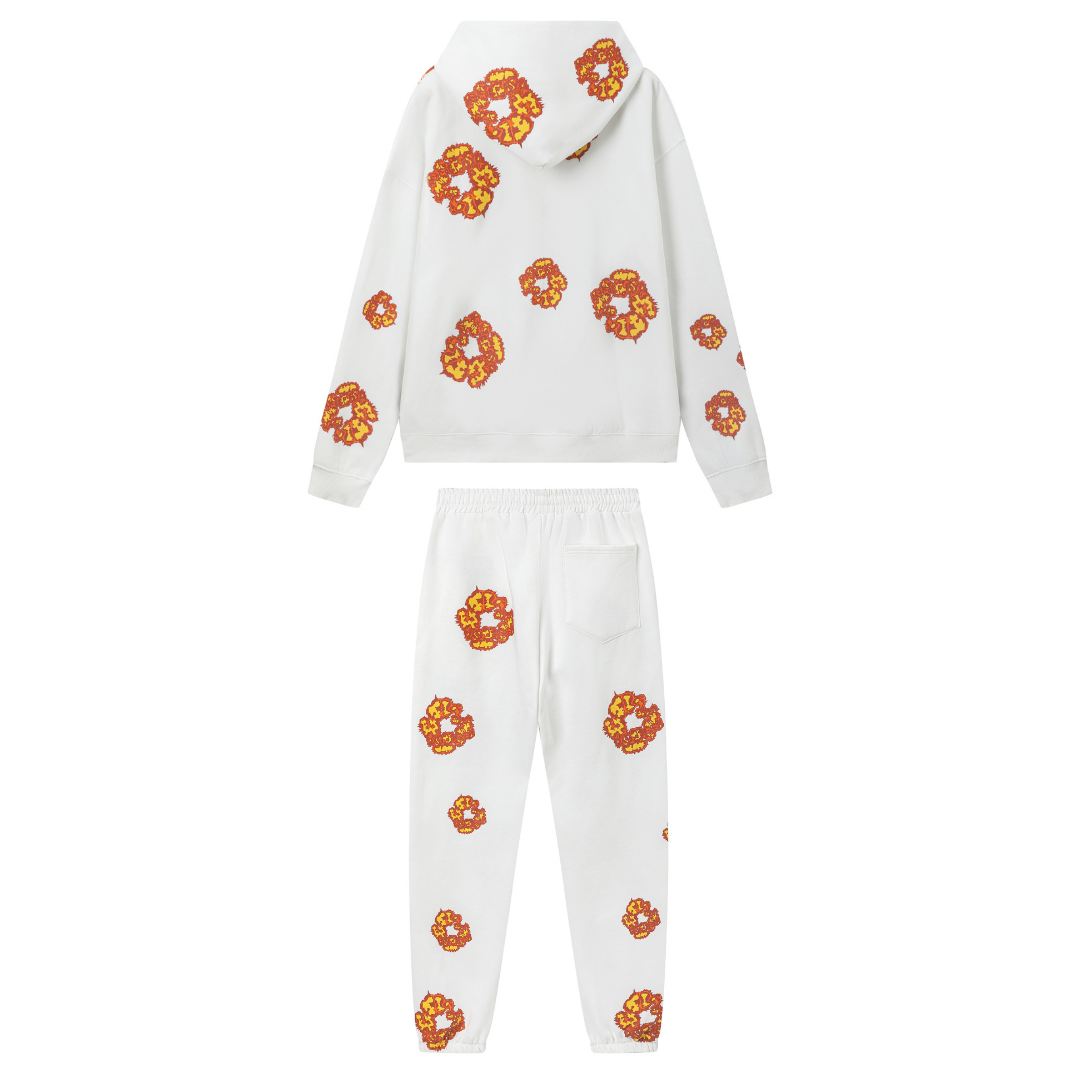 Survêtement en denim blanc et orange