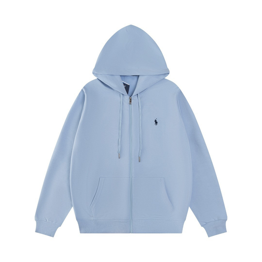 Sweat à capuche zippé bleu Polo
