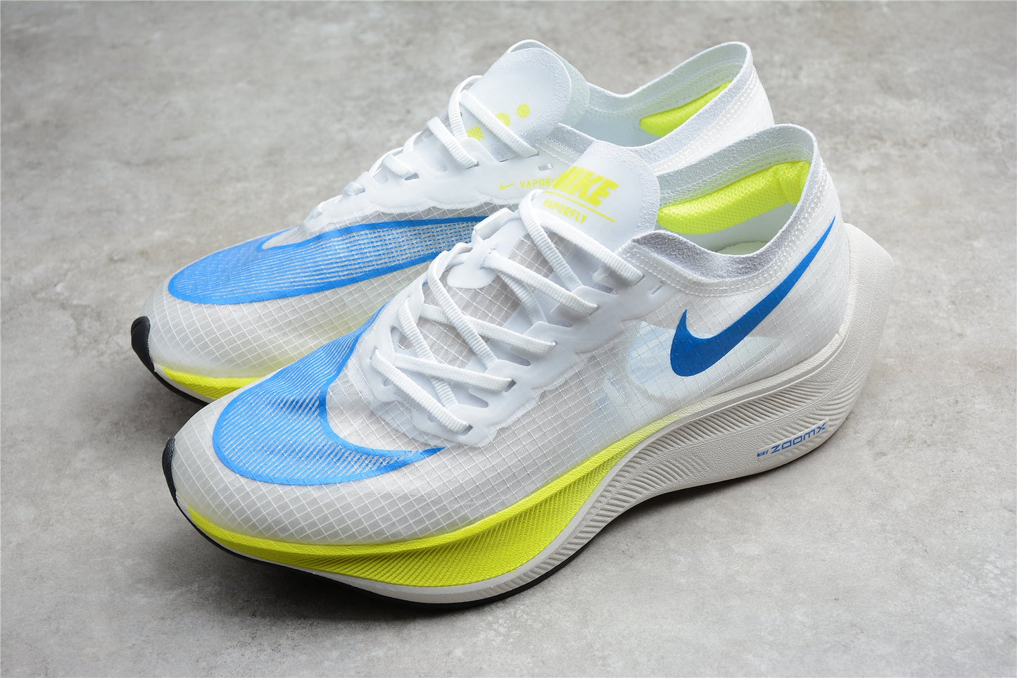 ZoomX Vaporfly NEXT% 2 Blanc, Bleu et Jaune